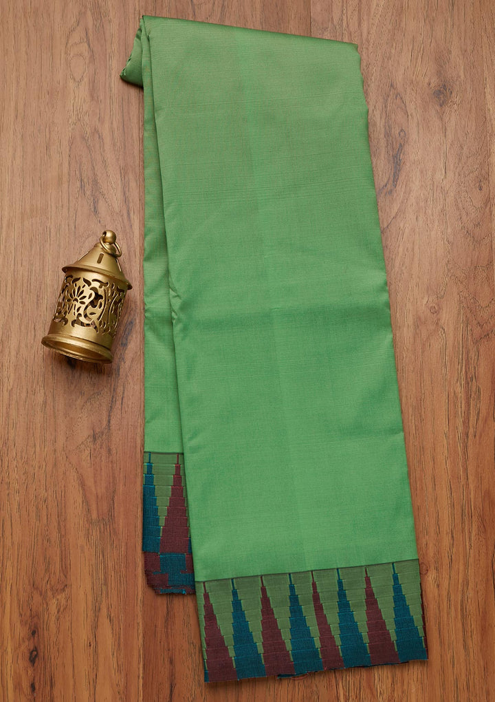 Parrot Green Zariwork Art Silk Saree- Koskii