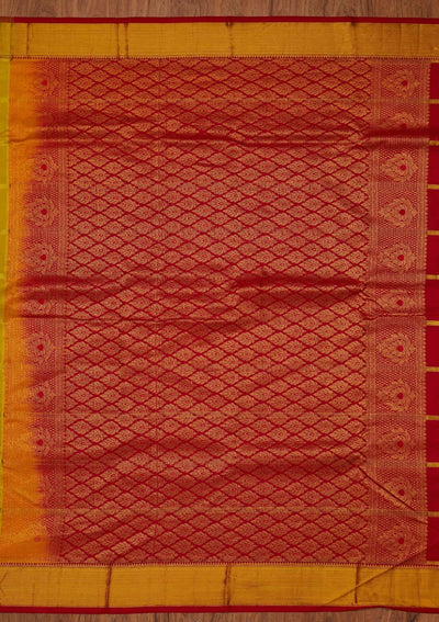 Parrot Green Zariwork Pure Silk Designer Saree - koskii