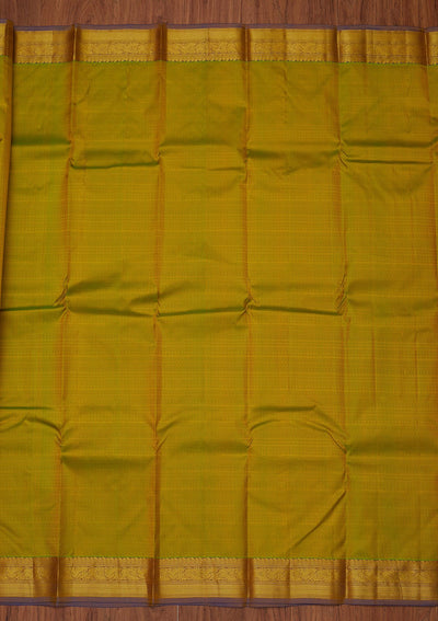 Parrot Green Zariwork Pure Silk Designer Unstitched Saree - Koskii