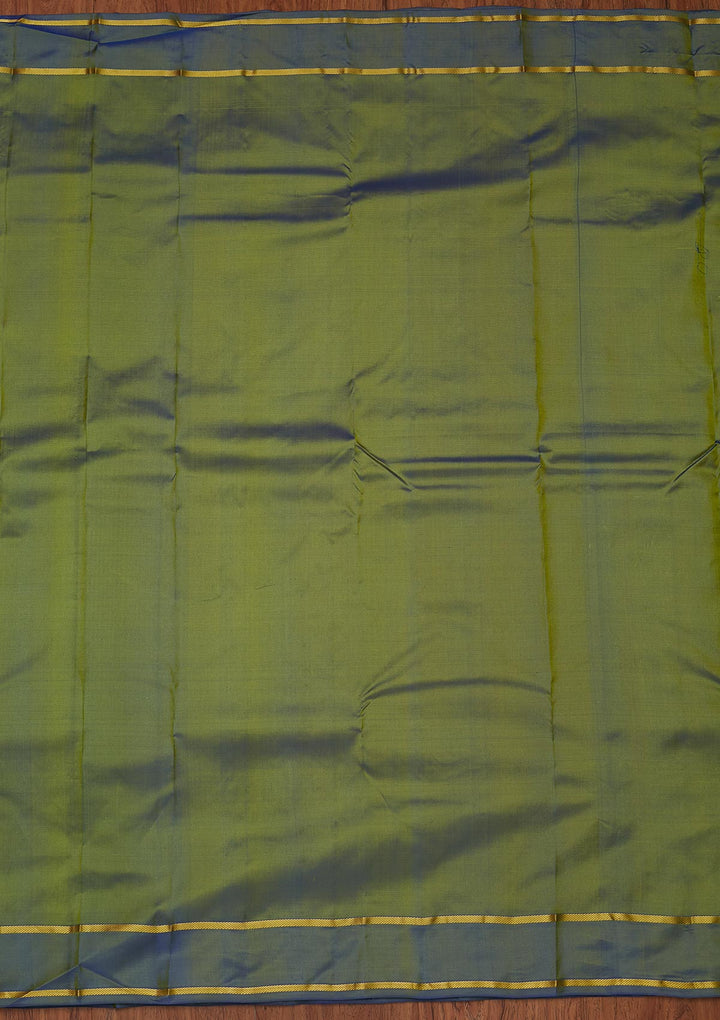 Parrot Green Zariwork Pure Silk Designer Unstitched Saree - Koskii
