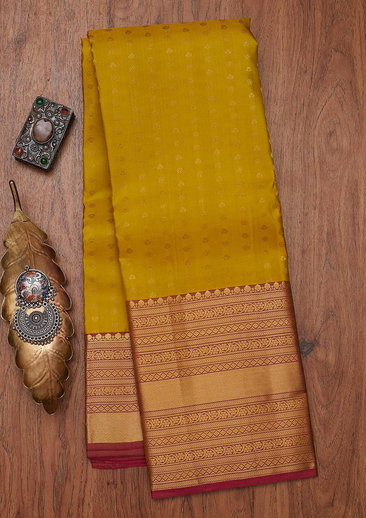 Parrot Green Zariwork Pure Silk Designer Unstitched Saree - Koskii