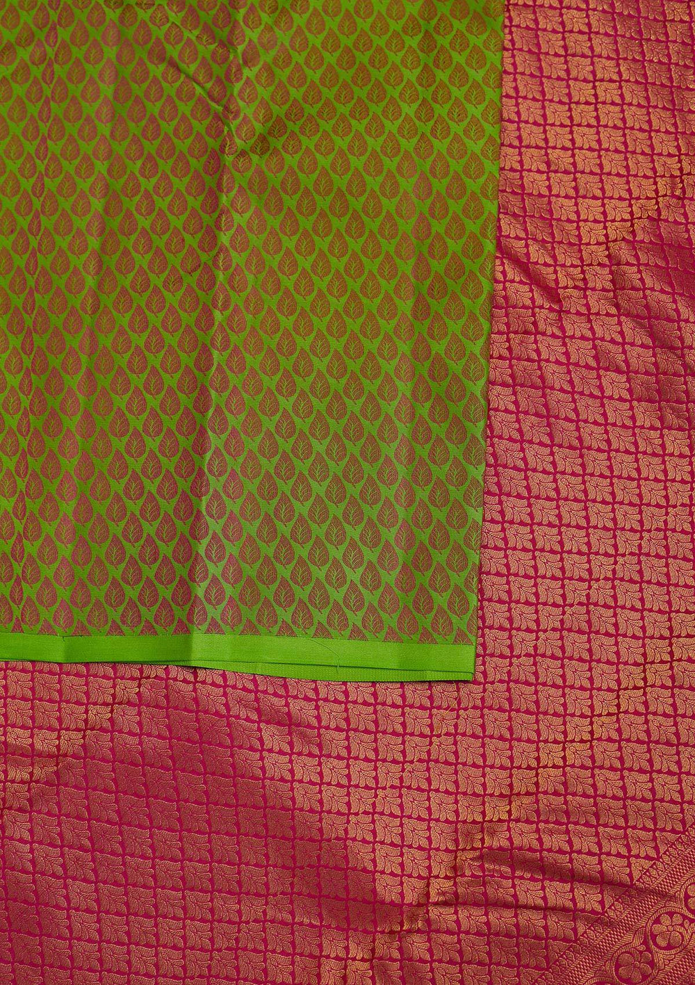 Parrot Green Zariwork Pure Silk Designer Saree - Koskii
