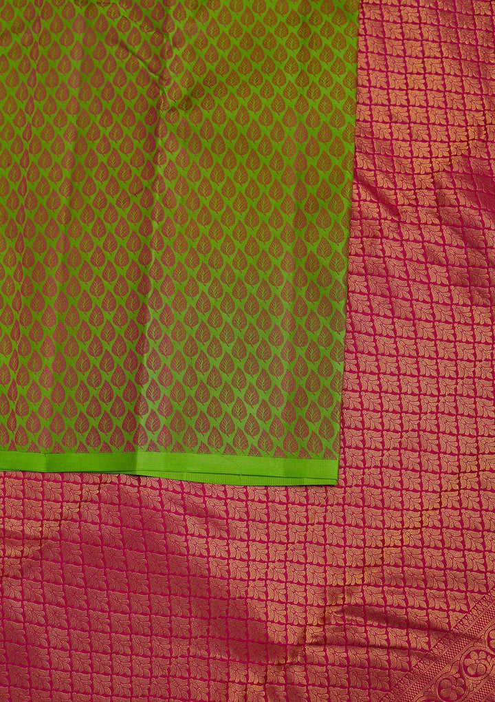 Parrot Green Zariwork Pure Silk Designer Saree - Koskii