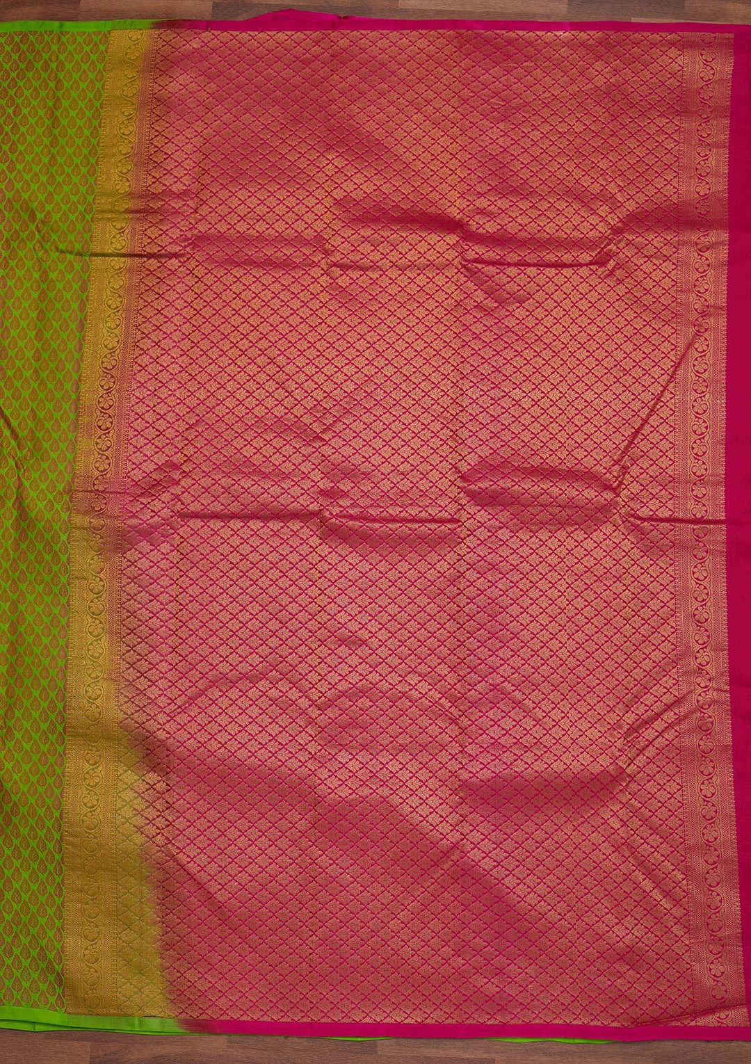 Parrot Green Zariwork Pure Silk Designer Saree - Koskii