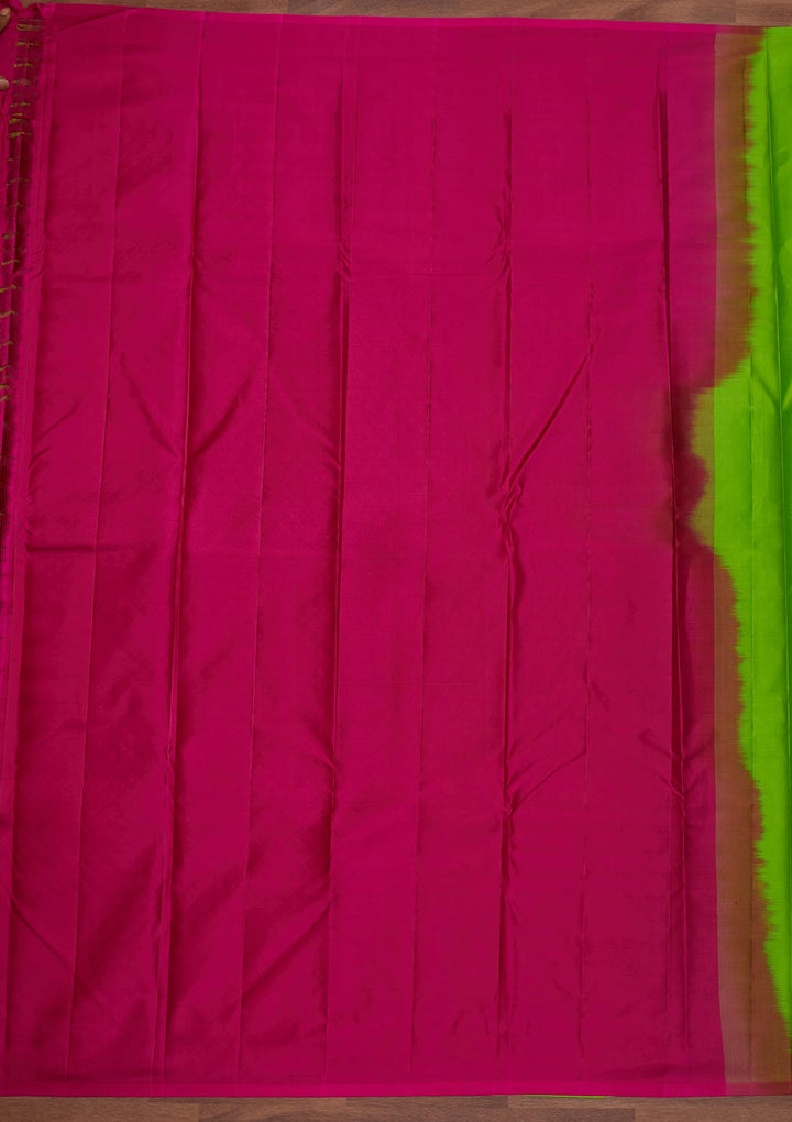 Parrot Green Zariwork Pure Silk Designer Saree - Koskii