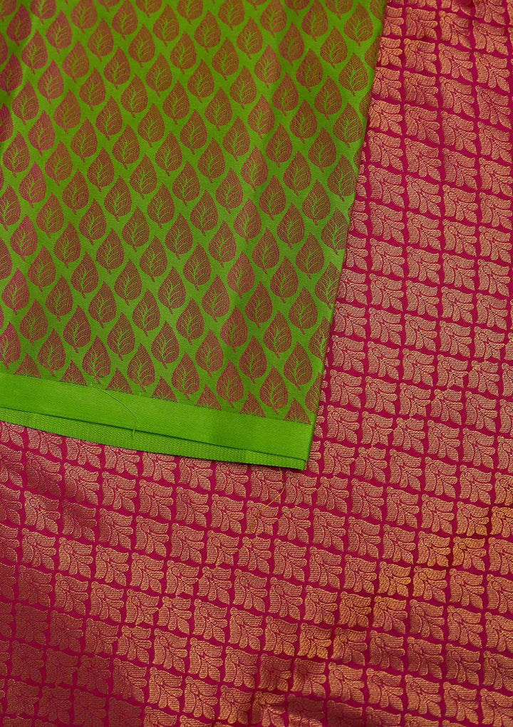 Parrot Green Zariwork Pure Silk Designer Saree - Koskii