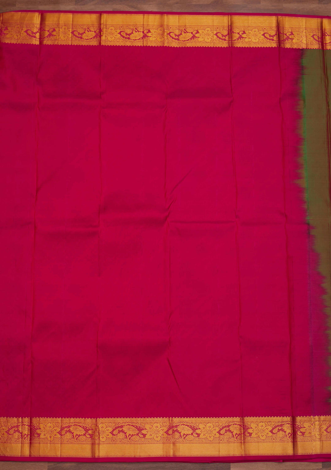 Parrot Green Zariwork Pure Silk Designer Saree - Koskii
