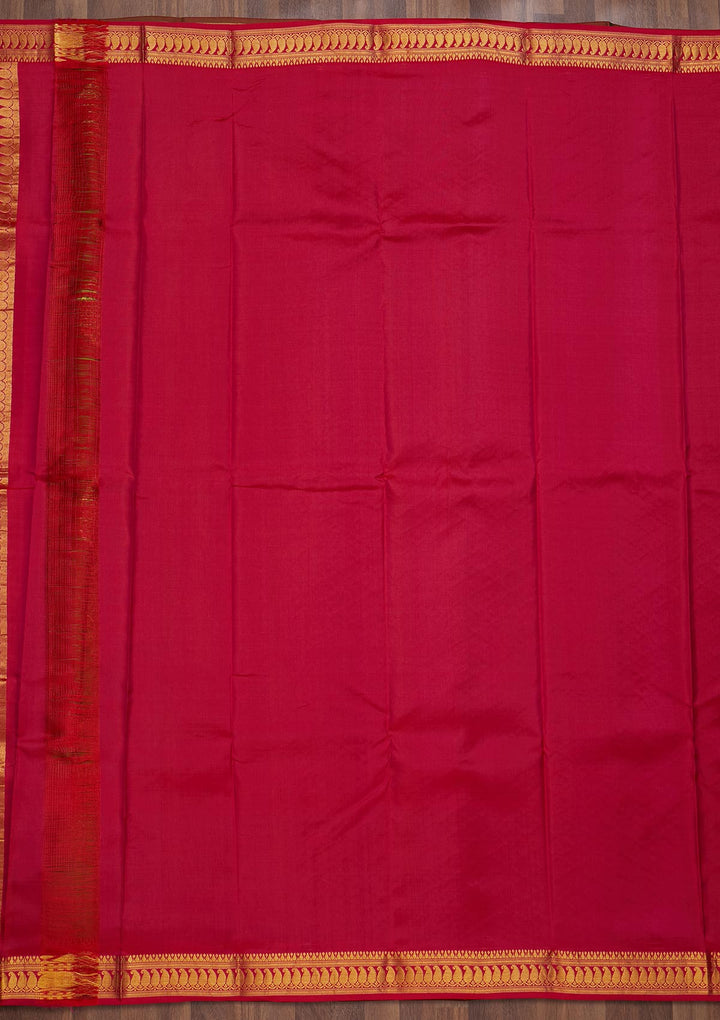 Parrot Green Zariwork Pure Silk Saree-Koskii
