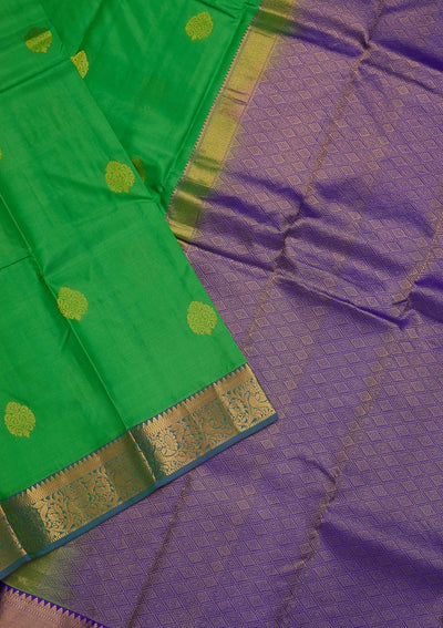 Parrot Green Zariwork Pure Silk Saree-Koskii