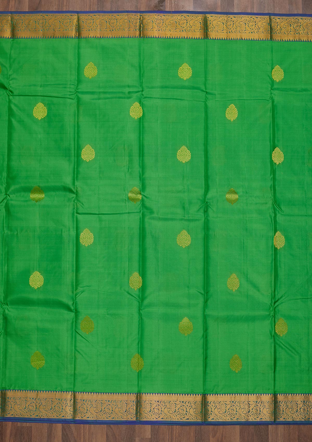 Parrot Green Zariwork Pure Silk Saree-Koskii