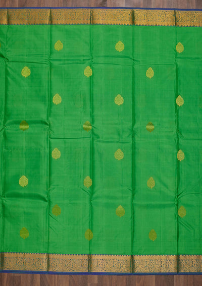 Parrot Green Zariwork Pure Silk Saree-Koskii