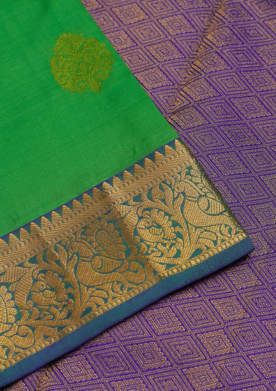 Parrot Green Zariwork Pure Silk Saree-Koskii