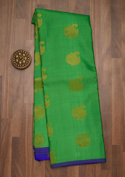 Parrot Green Zariwork Pure Silk Saree-Koskii