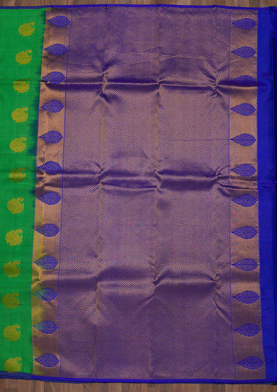 Parrot Green Zariwork Pure Silk Saree-Koskii