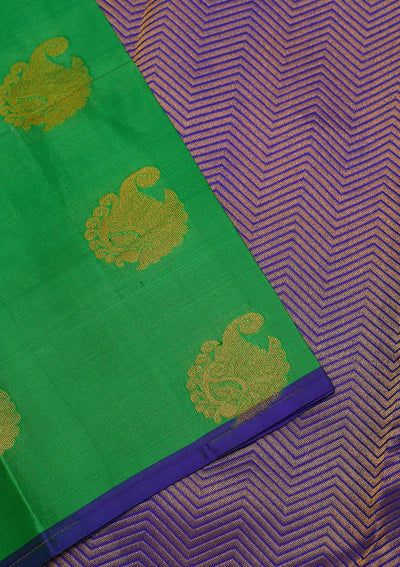Parrot Green Zariwork Pure Silk Saree-Koskii