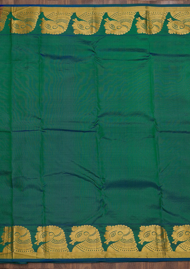 Parrot Green Zariwork Pure Silk Saree-Koskii