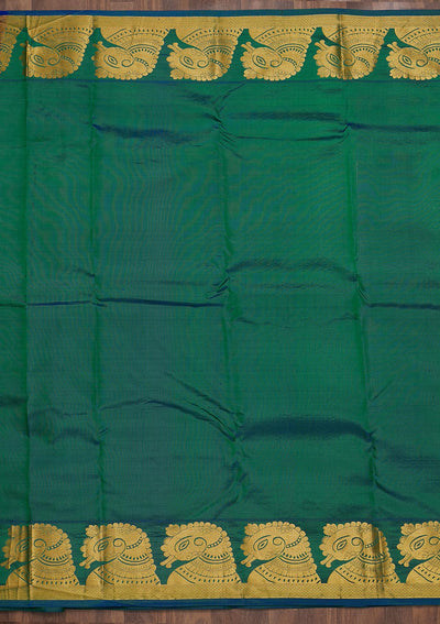 Parrot Green Zariwork Pure Silk Saree-Koskii