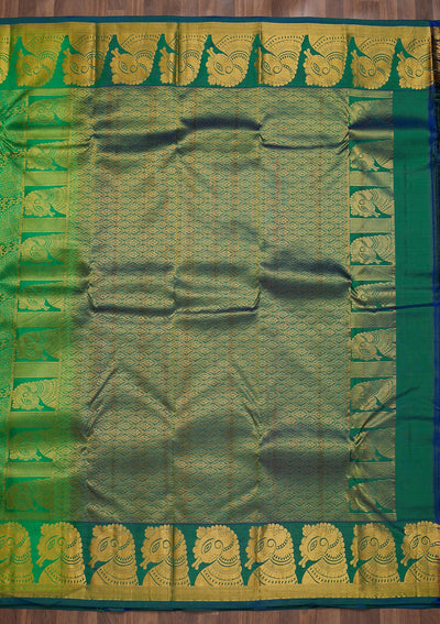 Parrot Green Zariwork Pure Silk Saree-Koskii