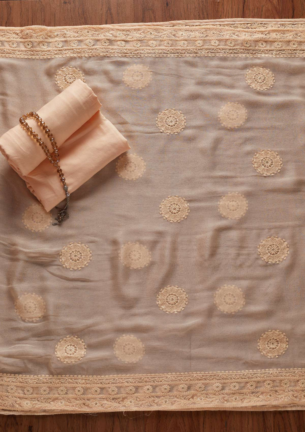 Peach Chikankari Georgette Designer Unstitched Salwar Suit - koskii