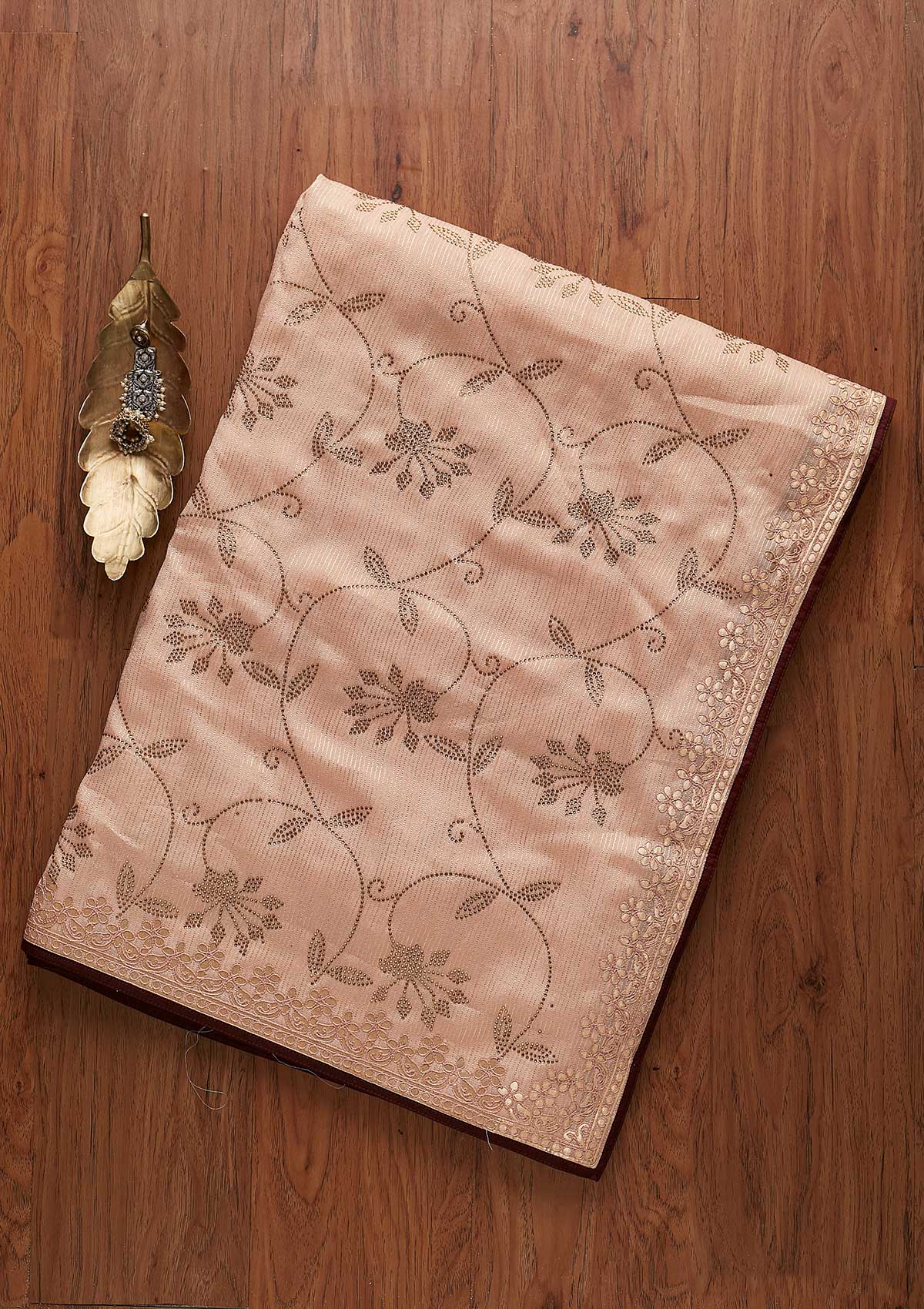 Peach Gotapatti Shimmer Designer Saree - koskii