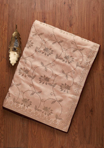 Peach Gotapatti Shimmer Designer Saree - koskii