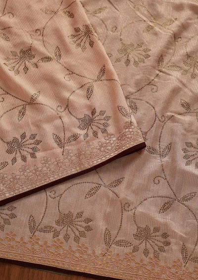 Peach Gotapatti Shimmer Designer Saree - koskii