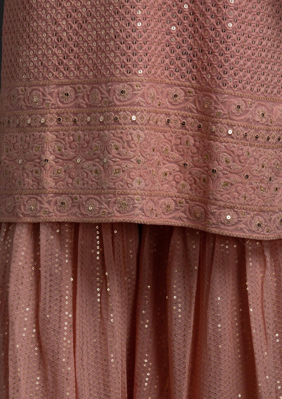Peach Sequins Georgette Designer Salwar-Suit - koskii