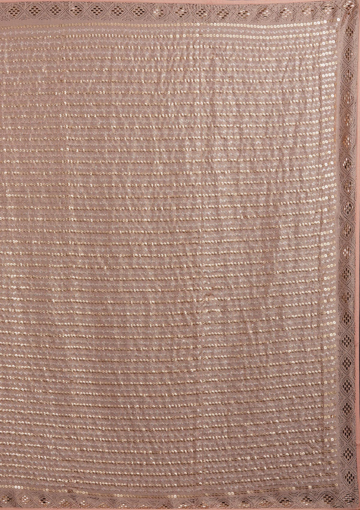 Peach Sequins Shimmer Designer Saree - Koskii