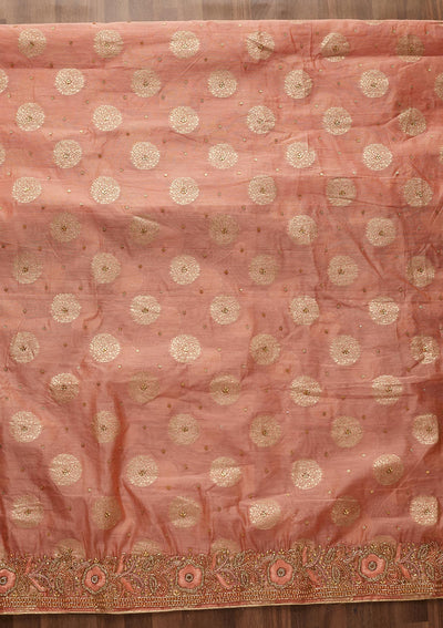 Peach Stonework Georgette Designer Unstitched Salwar Suit - Koskii