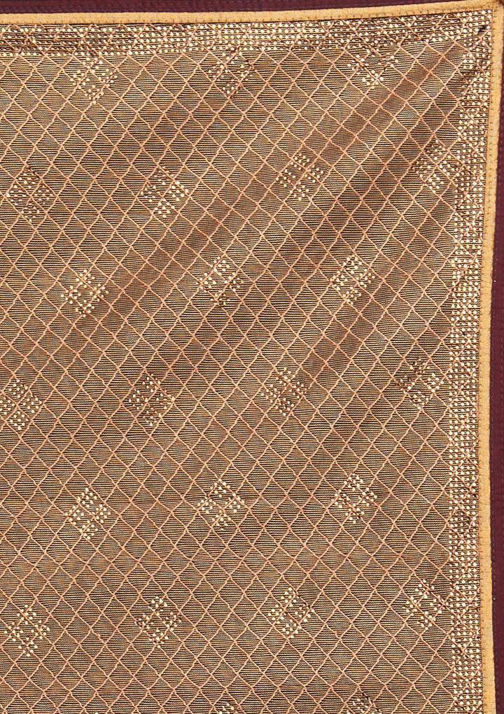 Peach Swarovski Net Saree - Koskii