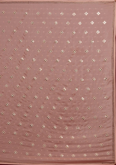 Peach Swarovski Semi Crepe Designer Saree - Koskii
