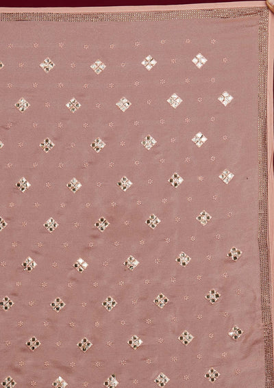 Peach Swarovski Semi Crepe Designer Saree - Koskii