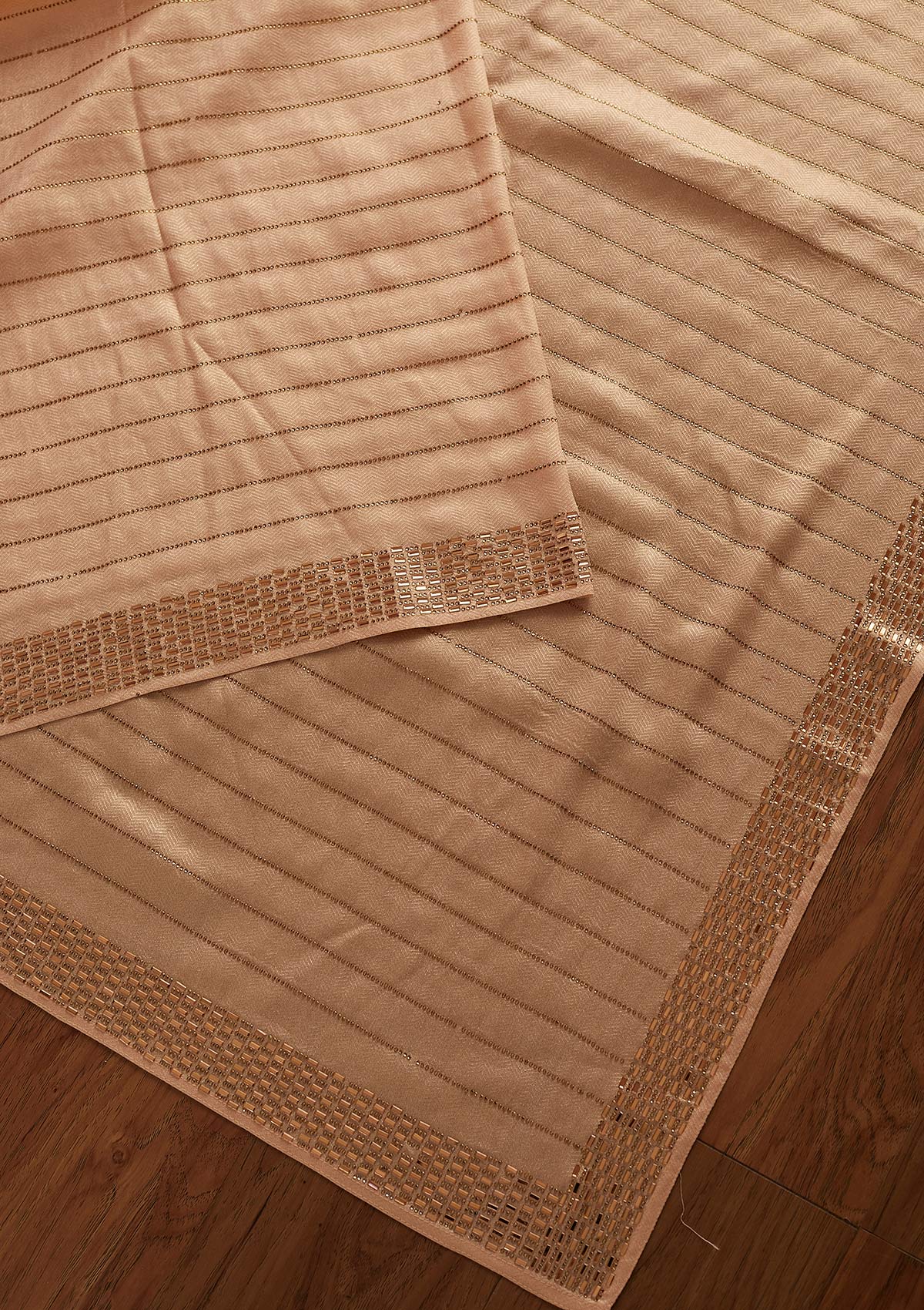 Peach Swarovski Shimmer Designer Saree - koskii