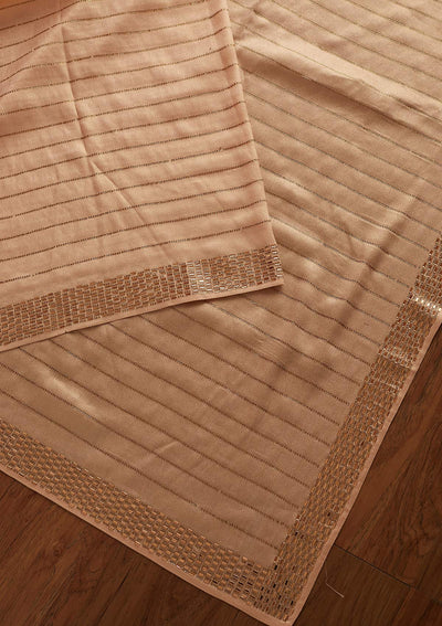 Peach Swarovski Shimmer Designer Saree - koskii
