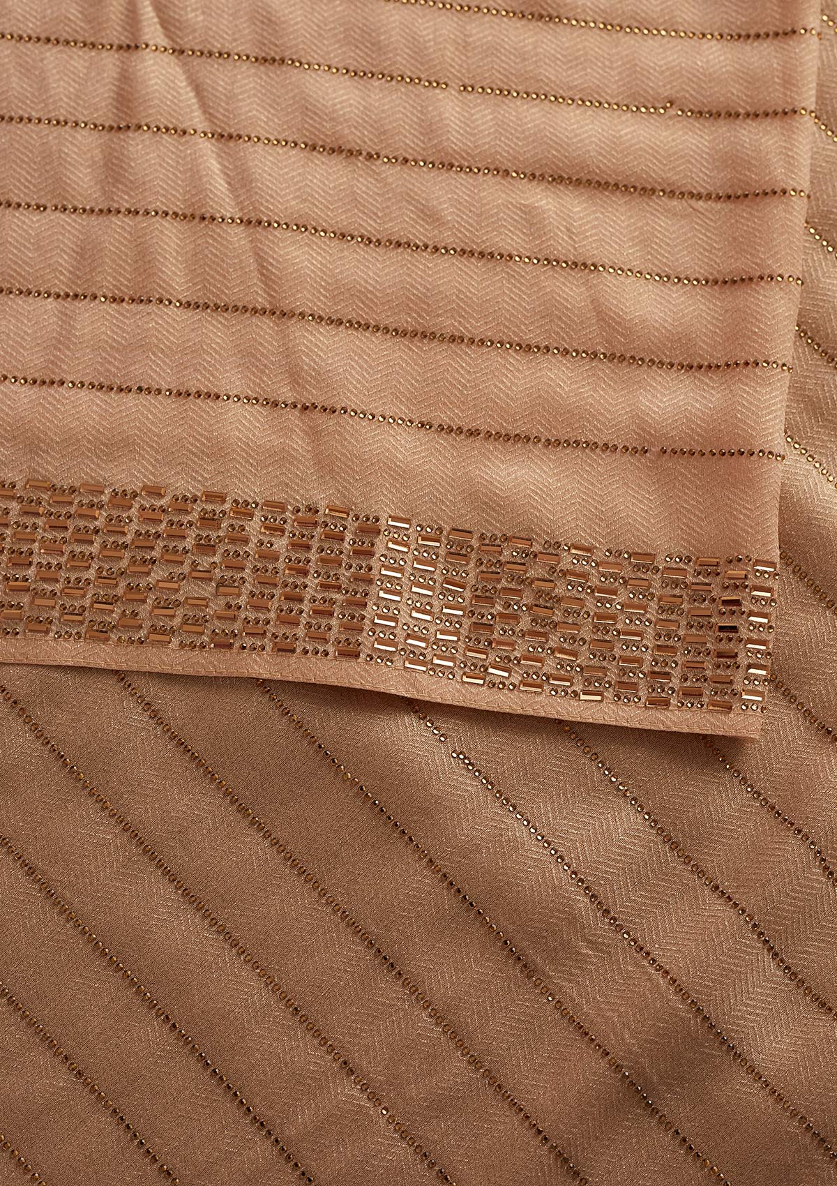 Peach Swarovski Shimmer Designer Saree - koskii