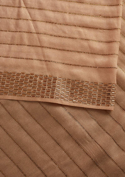 Peach Swarovski Shimmer Designer Saree - koskii