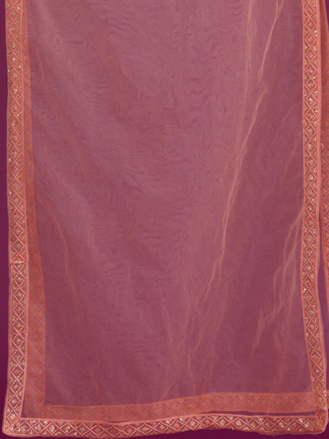 Peach Threadwork Georgette Readymade Lehenga-Koskii