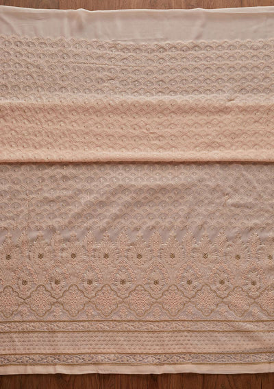 Peach Threadwork Georgette Designer Semi-Stitched Salwar Suit - Koskii