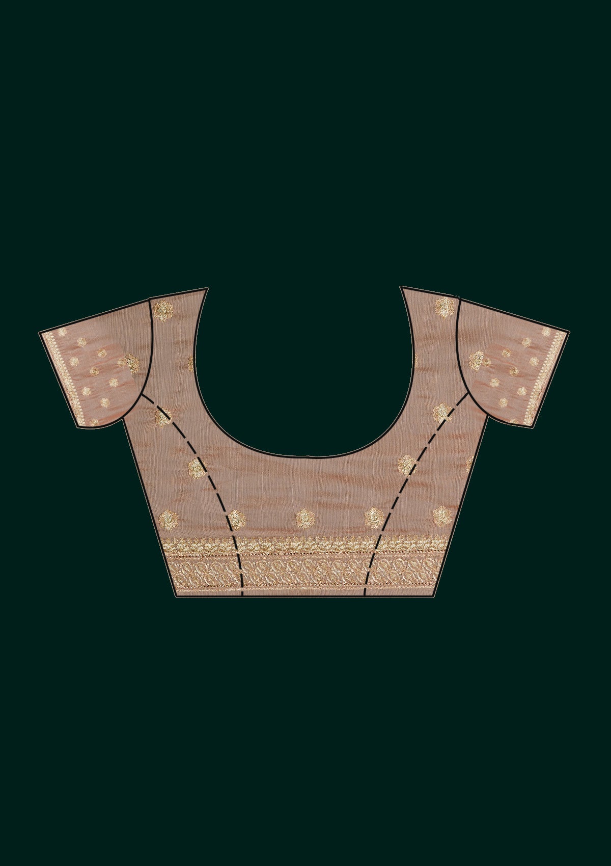 Peach Threadwork Georgette Saree - Koskii