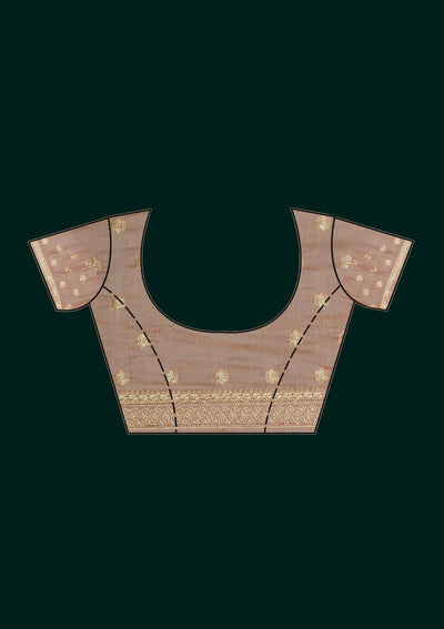 Peach Threadwork Georgette Saree - Koskii
