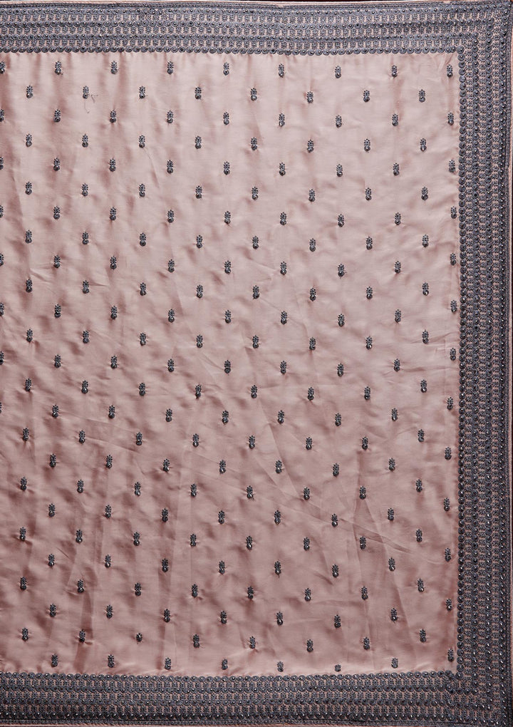 Peach Threadwork Georgette Saree - Koskii