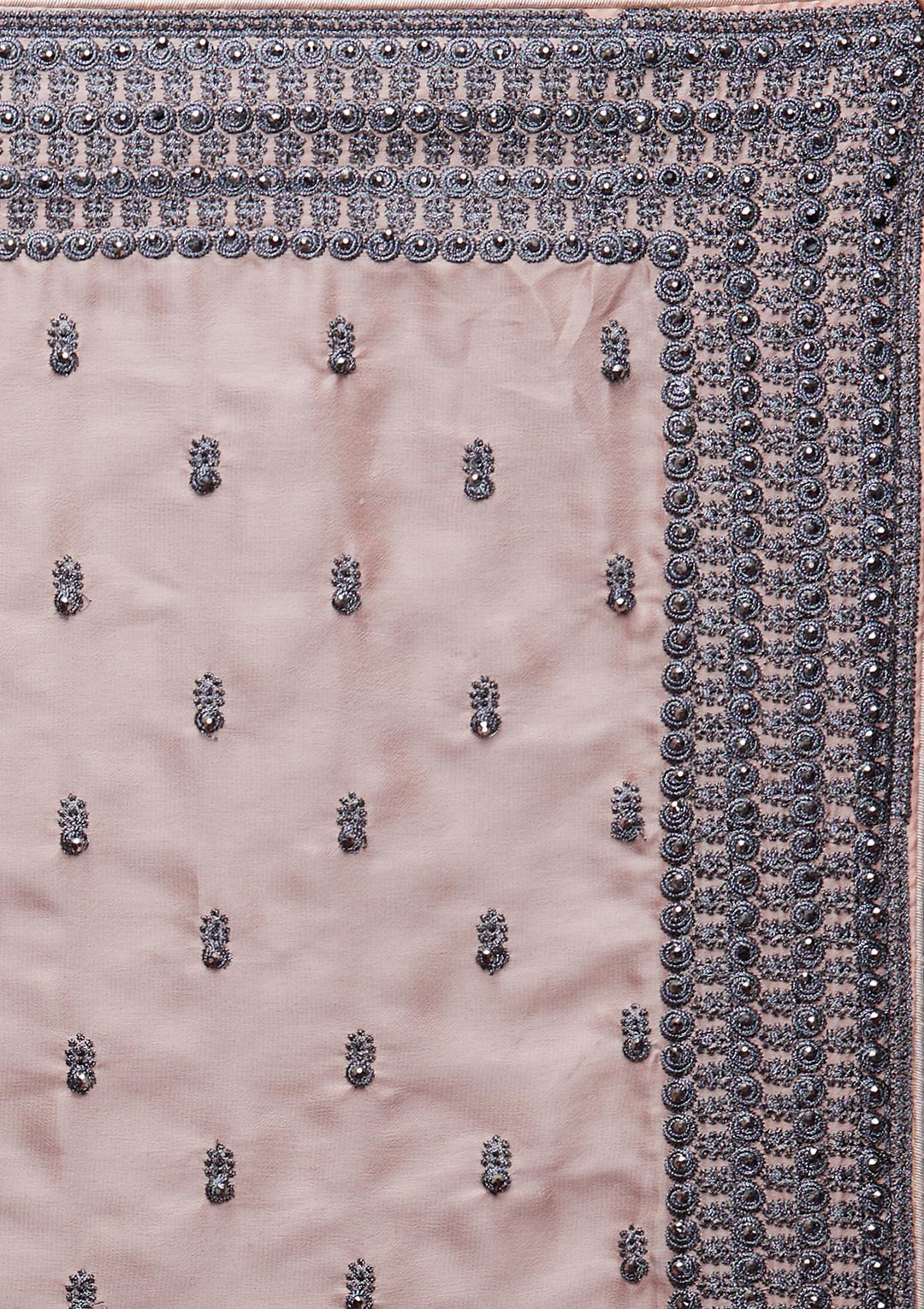 Peach Threadwork Georgette Saree - Koskii