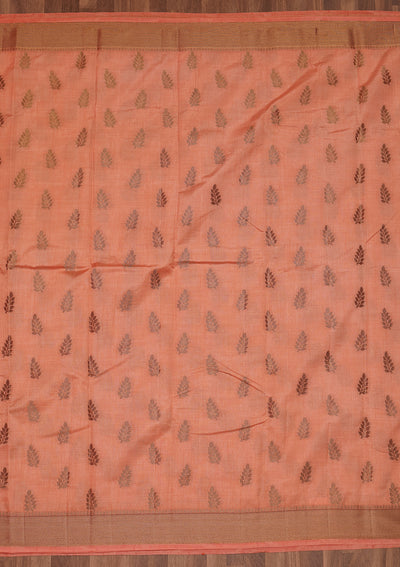 Peach Zariwork Art Silk Designer Saree - Koskii