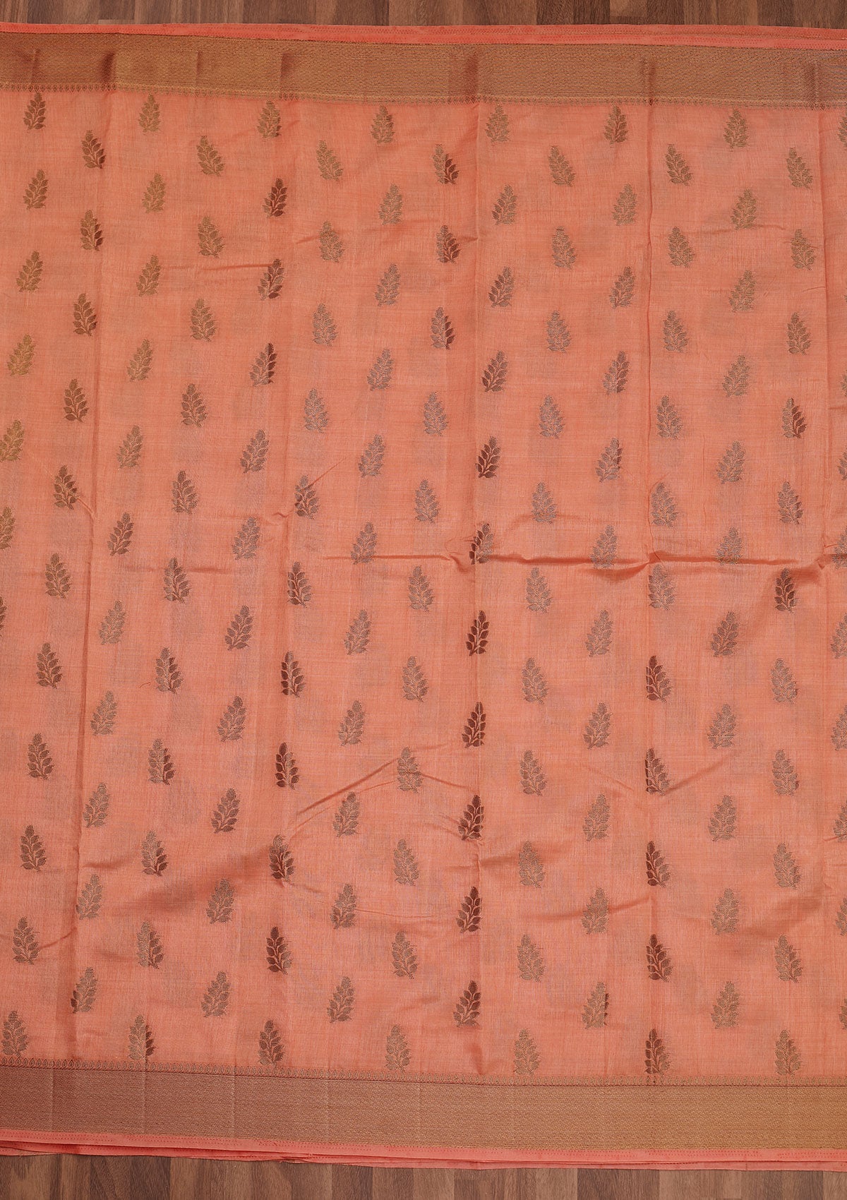 Peach Zariwork Art Silk Designer Saree - Koskii