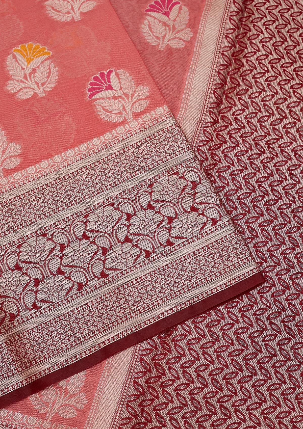 Peach Zariwork Art Silk Saree - Koskii