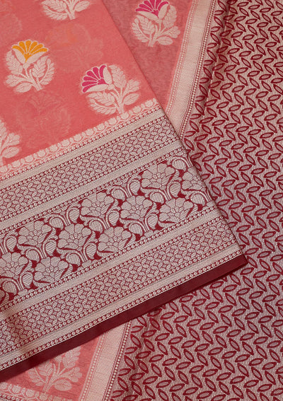 Peach Zariwork Art Silk Saree - Koskii