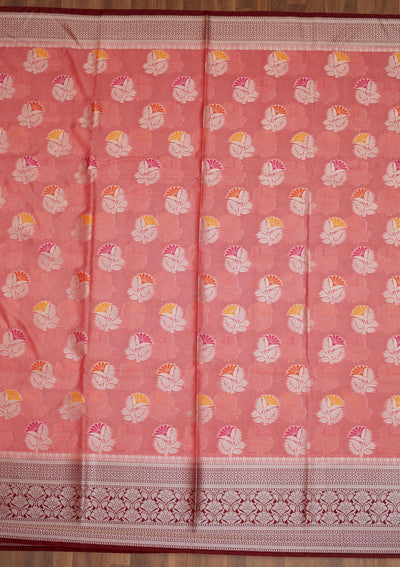 Peach Zariwork Art Silk Saree - Koskii