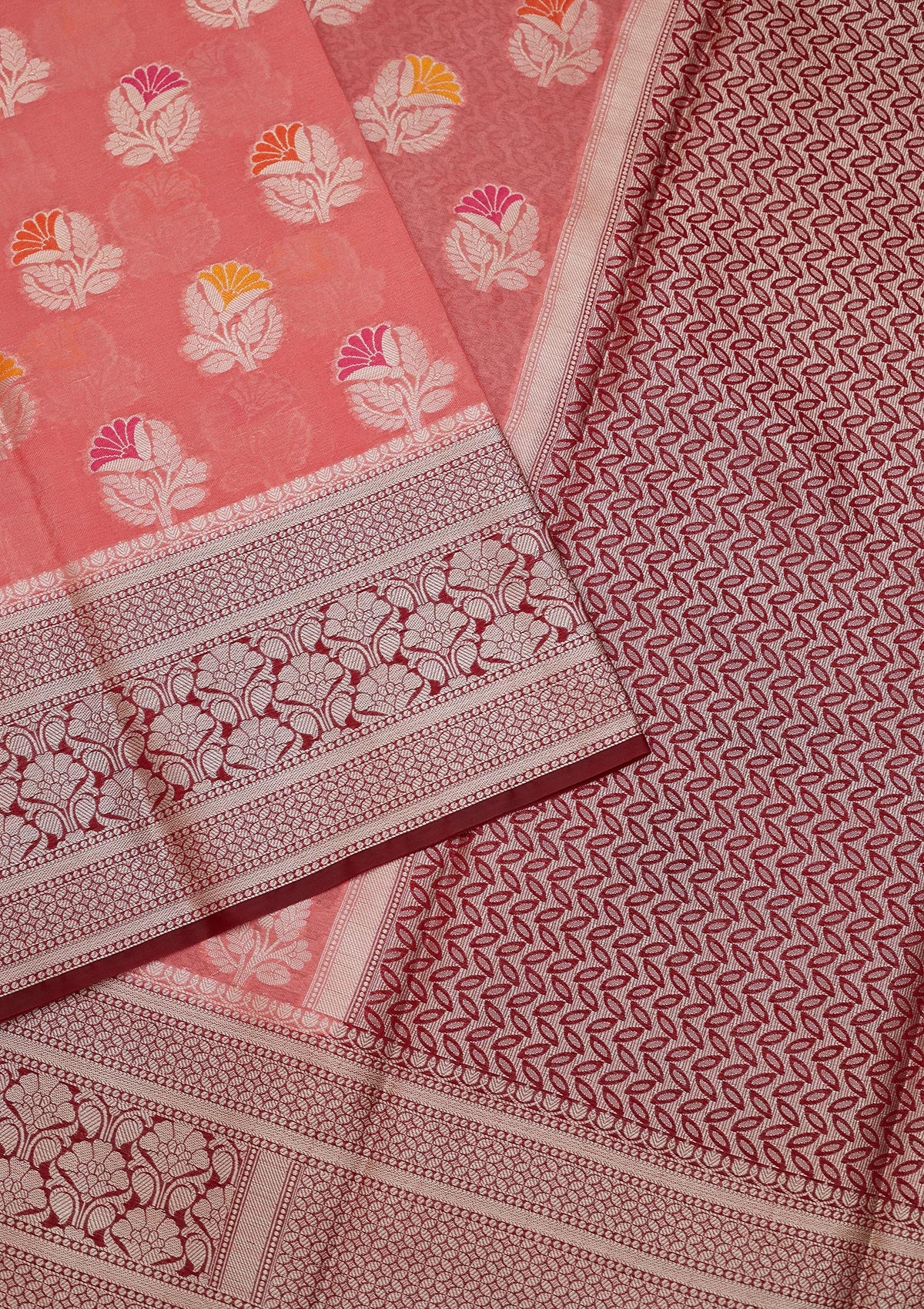 Peach Zariwork Art Silk Saree - Koskii