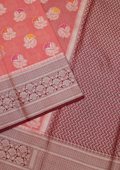Peach Zariwork Art Silk Saree - Koskii