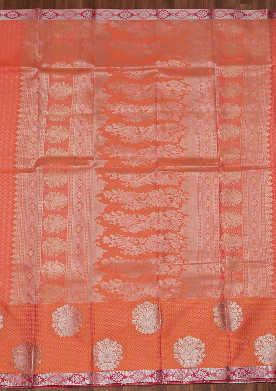 Peach Zariwork Art Silk Designer Saree - Koskii